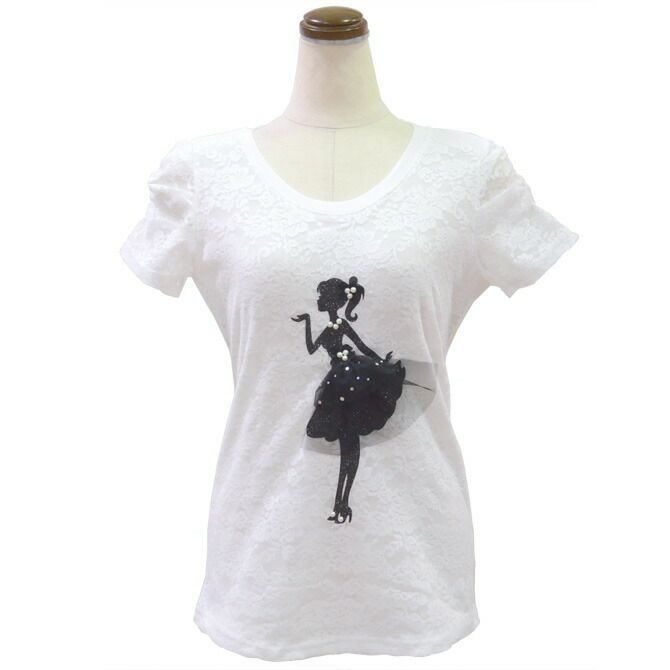レース地デコレーションTシャツ（ホワイト）Type5