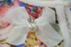 花柄プリントパール＆リボン使いデコレーションカーディガン（ホワイト）