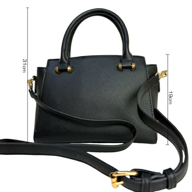 花柄プリント合成皮革ハンドバッグ（ブラック）