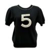 No.5パール使い半袖トップス（ブラック）