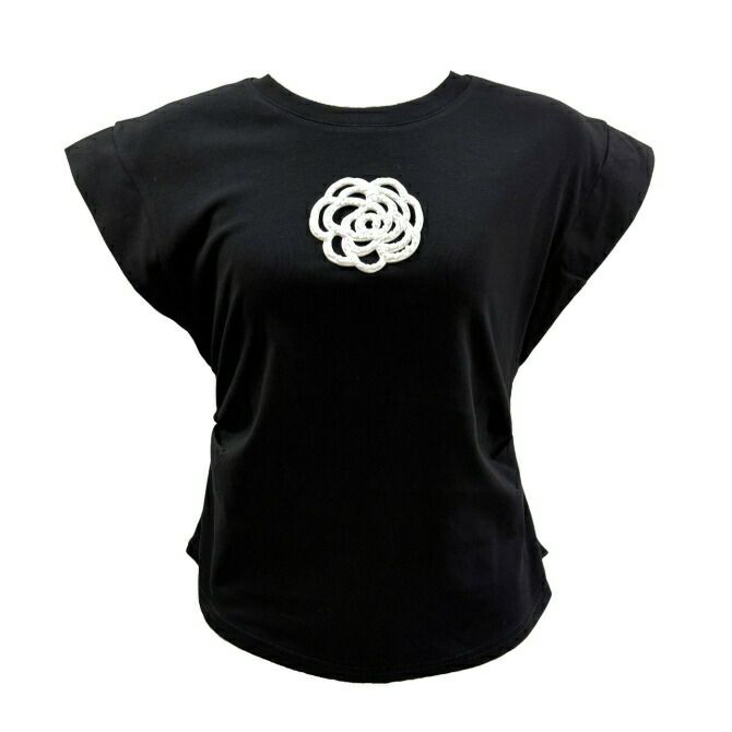 カメリアフレンチ袖Ｔシャツ（ブラック）