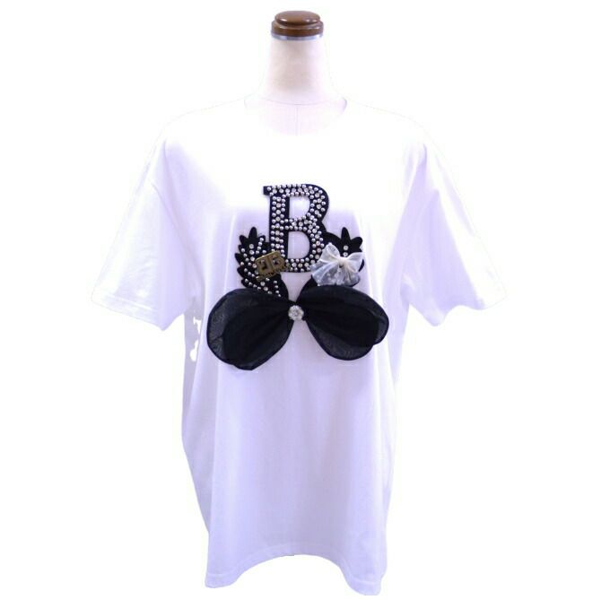パール使いRリボンBIGＴシャツ（ホワイト）