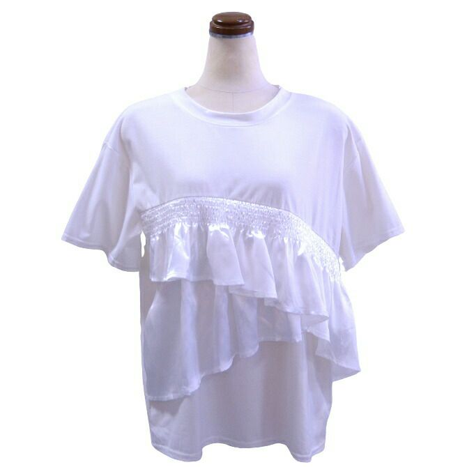 サテンフリルＴシャツ（ホワイト）