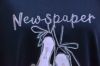 ミュールプリントリボンＴシャツ（ブラック）